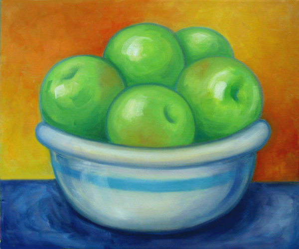 Green Apples, an oil painting by Ruth Councell